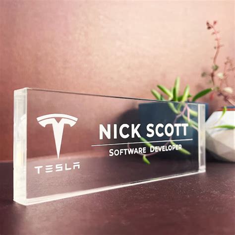 Acrylic Desk Name Plate - Laser Etching | No Colors | Designation Name ...