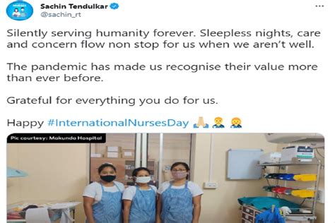 International Nurses Day: सचिन तेंदुलकर ने किया नर्सिंग स्टाफ को सलाम ...