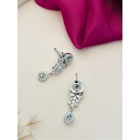 Buy Abdesigns White Silver Plated American Diamond Studded Mangalsutra ...