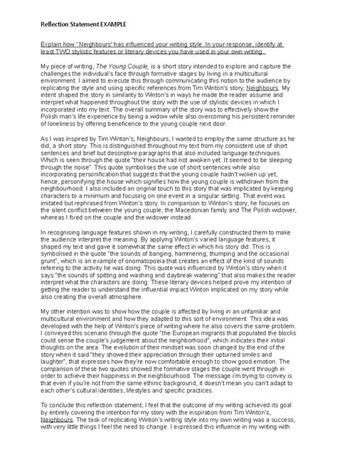 Image result for Reflection Statement Example