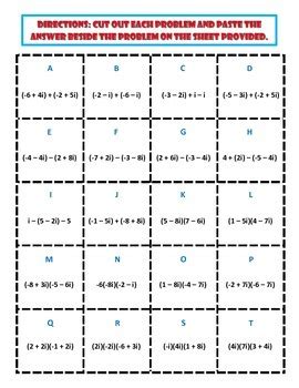 Image result for Multiplying Complex Numbers Activity