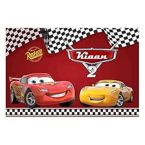 The Blu Party McQueen Car Theme Birthday Backdrop/Banner with Birthday ...
