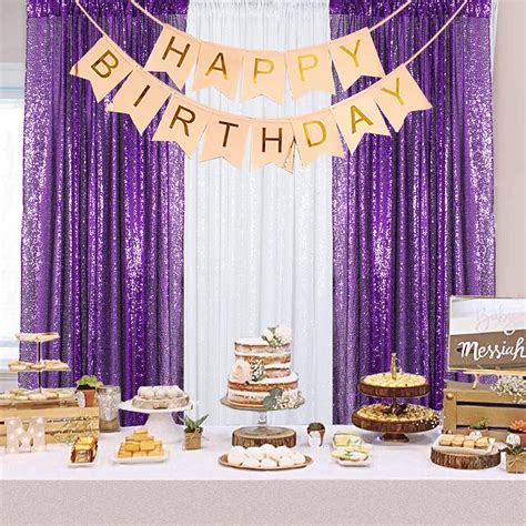 Buy Sequin Curtains 2 Panels 2FTx7FT Purple Sequin Backdrop Curtain ...