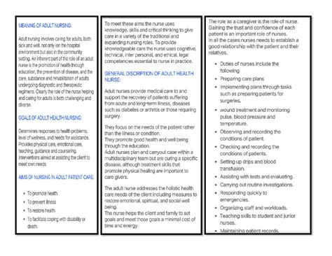 Adult Nursing CARE - MEANING OF ADULT NURSING: To meet these aims the ...