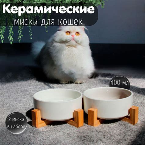 Миска для кошек керамическая / Миски для кошек, двойная, 400 мл ...