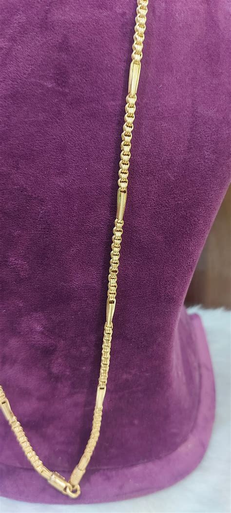 Pure panchaloham unpolished broad 30" length bharati model 10+1 chain ...