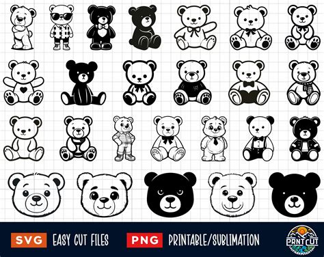 Teddy Bear Svg, Teddy Bear Png Clipart, Teddy Bear Head Cricut, Cute Bear Svg, Teddy Bear Face ...