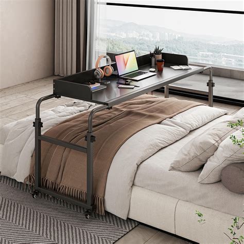 Latitude Run® Overbed Table With 360° Wheels, Queen Size Mobile Bed ...