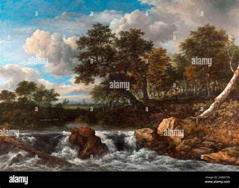 Jacob van Ruisdael. Painting entitled "Landscape with Waterfall" by the ...