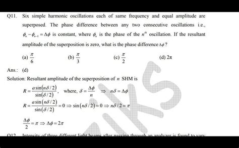 Example. six simple harmonic oscillations each of same frequency and ...