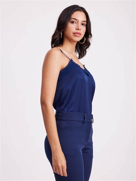Buy Navy Blue Satin Lace Camisole Online | FableStreet