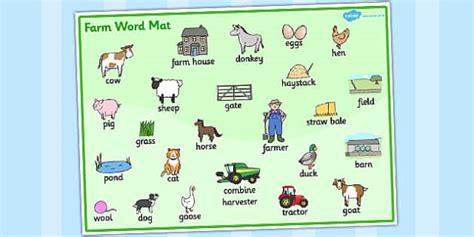 Set de mots : Les animaux de la ferme - Anglais LV