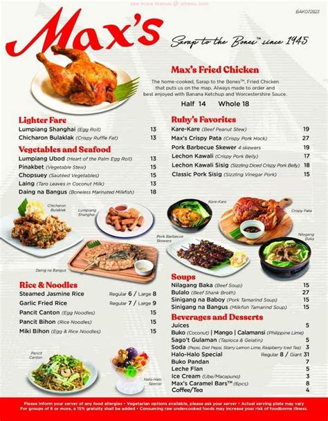Max Restaurant Menu 的图像结果