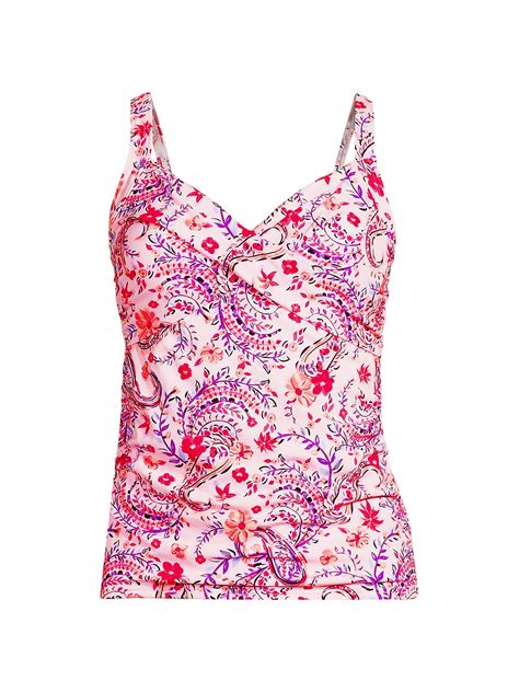 Lands' End Women's Long Torso V-Neck Wrap Underwire Tankini Swimsuit ...