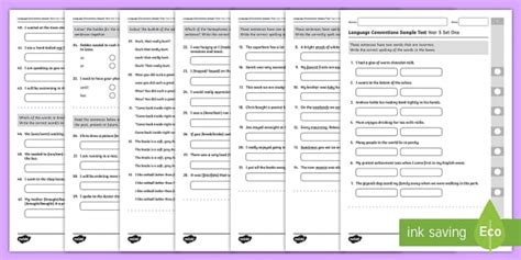NAPLAN Style Language Conventions Year 5 Set One Exam Questions Pack