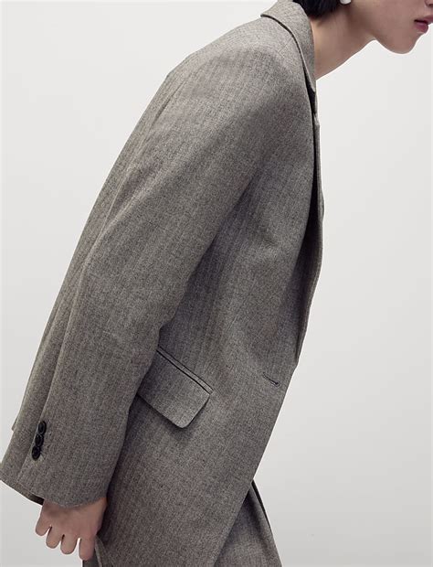 Buy Relaxed Herringbone Single Breasted Blazer at Marks & Spencer