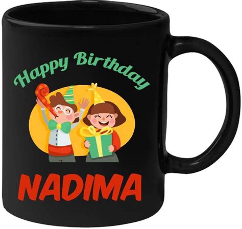 HUPPME Happy Birthday Nadima Black (350 ml) Ceramic Coffee Mug Price in ...