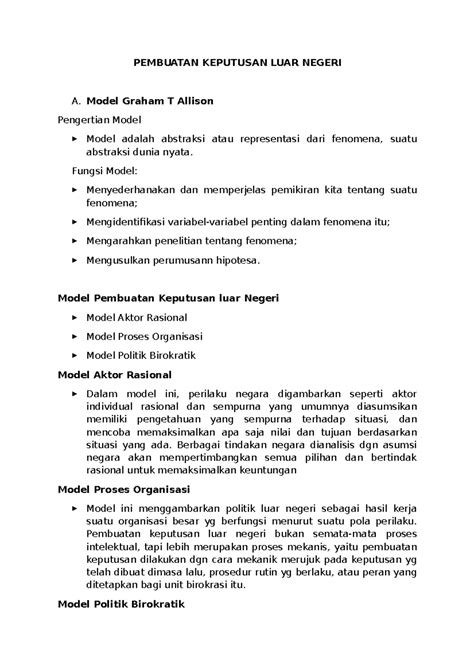 Pembuatan Keputusan Luar Negeri - PEMBUATAN KEPUTUSAN LUAR NEGERI A ...
