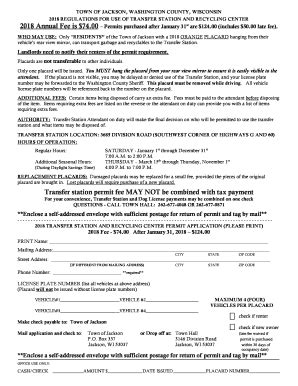 Fillable Online 2018 REGULATIONS FOR USE OF TRANSFER STATION AND ...