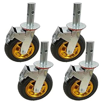 4 Pack Scaffolding Caster Wheels with Dual Locking Rubber Swivel Caster ...
