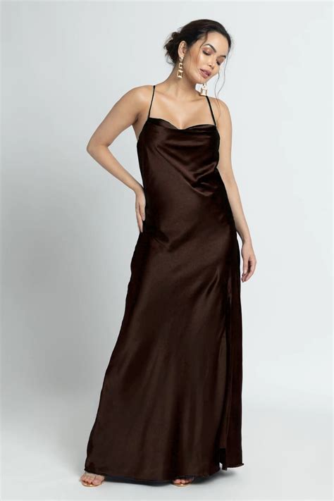 Choco Lustre Cowl Maxi Dress – JULO