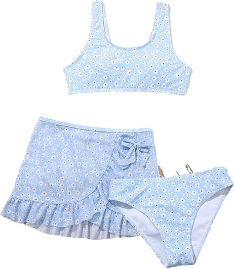 Girl′s 3 Piece Swimsuits Printed Bikini Bathing Suit with Cover up ...