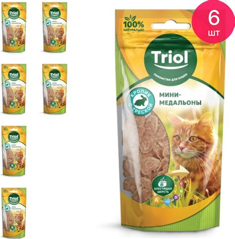 Лакомство для кошек Triol / Триол Мини-медальоны из кролика с треской ...