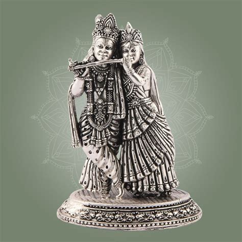 Silver Finish Brass Radha Krishna Idol - Luxeartisanship