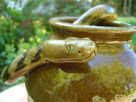 Otis Norris Southern Folk Pottery "Bust Out" Snake Jar | #29882987