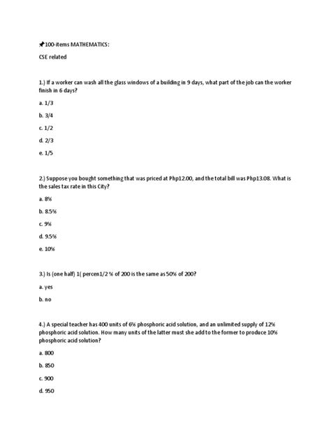 Image result for CSE Math Problems