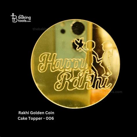 Golden Rakhi Acrylic Coin Cake Topper for Cakes