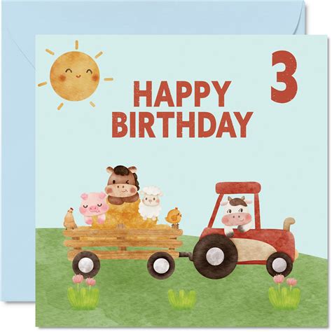 Buy 3rd Birthday Card Boy - Farmyard Farm Animals - Happy Birthday Card ...