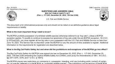 Big Cat Public Safety Act Questions and Answers | FWS.gov