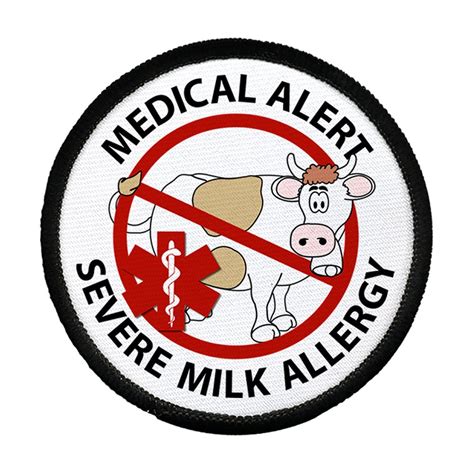 SEVERE MILK ALLERGY Medical Alert 4 inch Black Rim Sew-on Patch ...