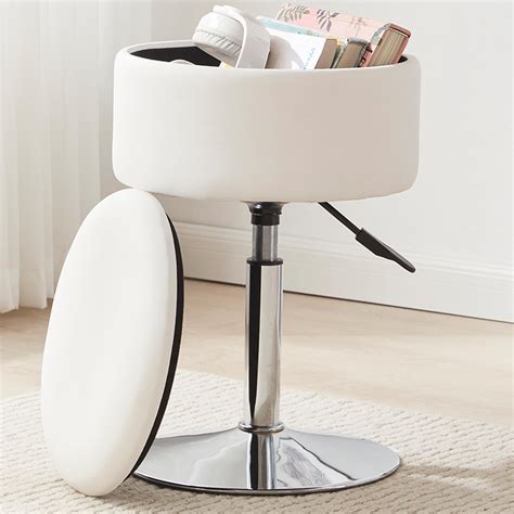 Amazon.com: RUCUKEN Adjustable Ottoman Stool White Vanity Stool Vanity ...