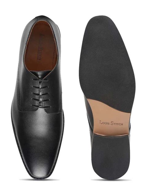 Buy Leather Derby Jet Black Shoes for Men - Louis Stitch