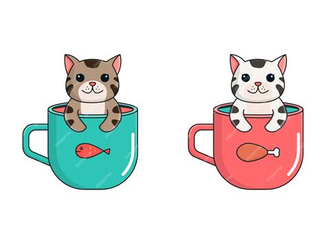 Premium Vector | Cute little cat inside mug