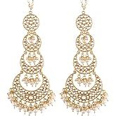 I Jewels Gold Plated with Stunning Matte Finish Long Traditional Kundan ...