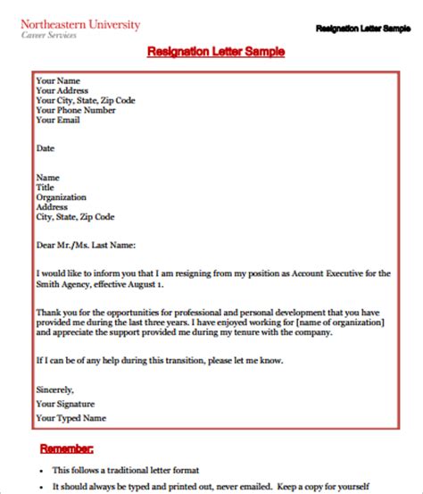 Resignation Letter Format With Exle - Infoupdate.org
