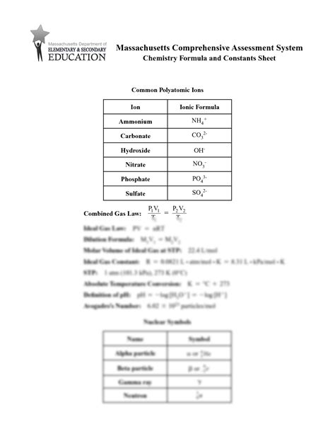 SOLUTION: Massachusetts comprehensive assessment system chemistry ...