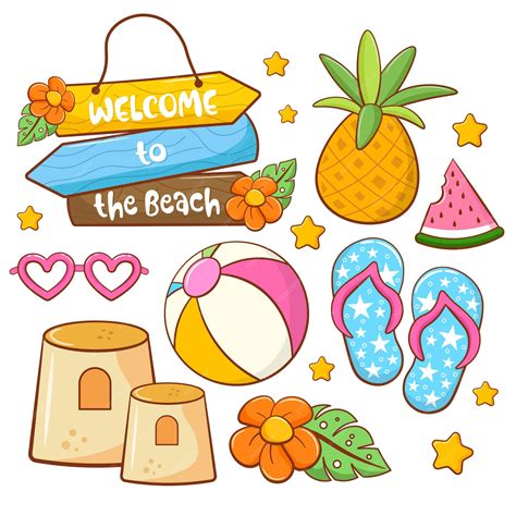 Premium Vector | Summer party clip art collection vector summer beach ...
