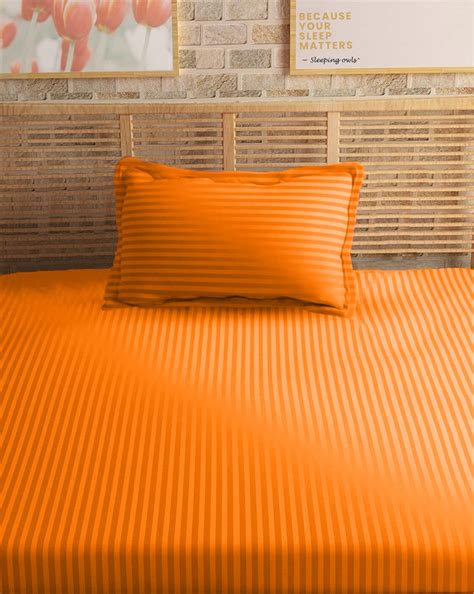 Sleeping Owls 100% Soft Cotton Colors210TC Striped Single Bedsheet with ...