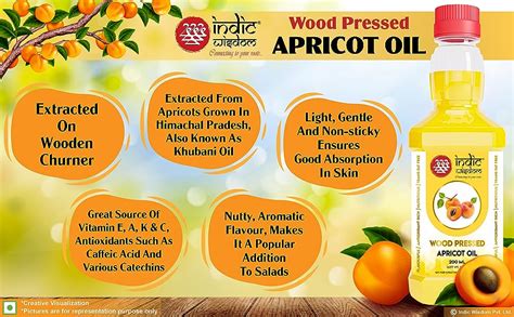 IndicWisdom Wood Pressed Apricot Oil 200ml (Cold Pressed - Extracted on ...