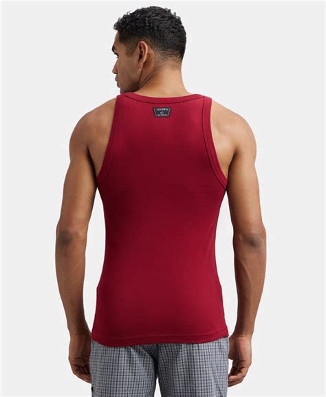 Buy Super Combed Cotton Rib Square Neck Gym Vest - Red Pepper US26 ...
