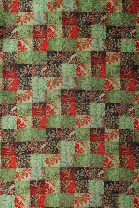 Light Green Red Floral Satin Print Fabric - Elegant Design