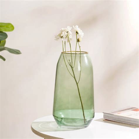 Clear Glass Gold Detailed Vase Green 11 Inch Online - Premium Vase ...