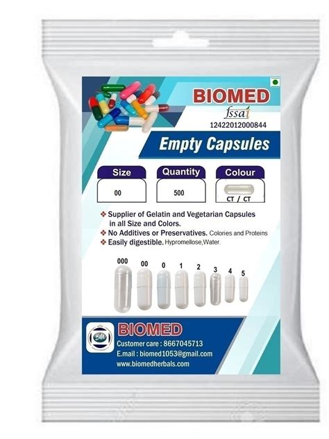 Empty Capsules size 00 Clear Transparent/Clear Transparent 500 capsules ...