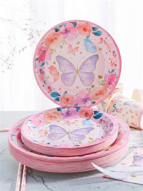 10 Pieces/Set Disposable Dinner Plates, 7/9 Inch Butterfly Birthday ...