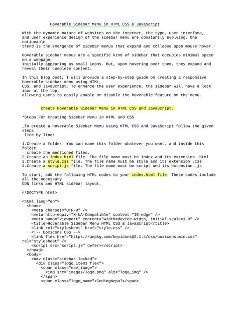Image result for HTML/CSS Menu Bar Source Code