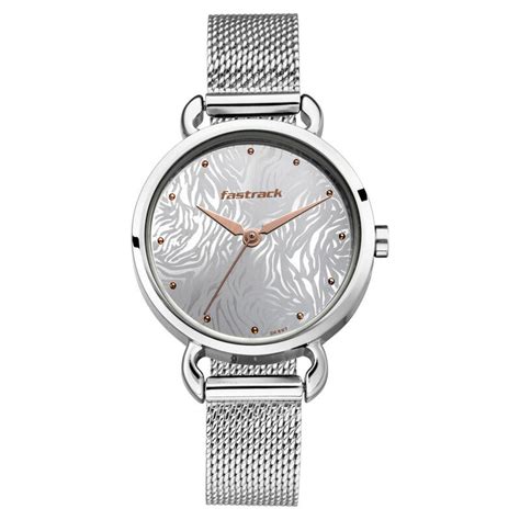 Fastrack Animal Print Quartz Analog Silver Dial Stainless Steel Strap ...